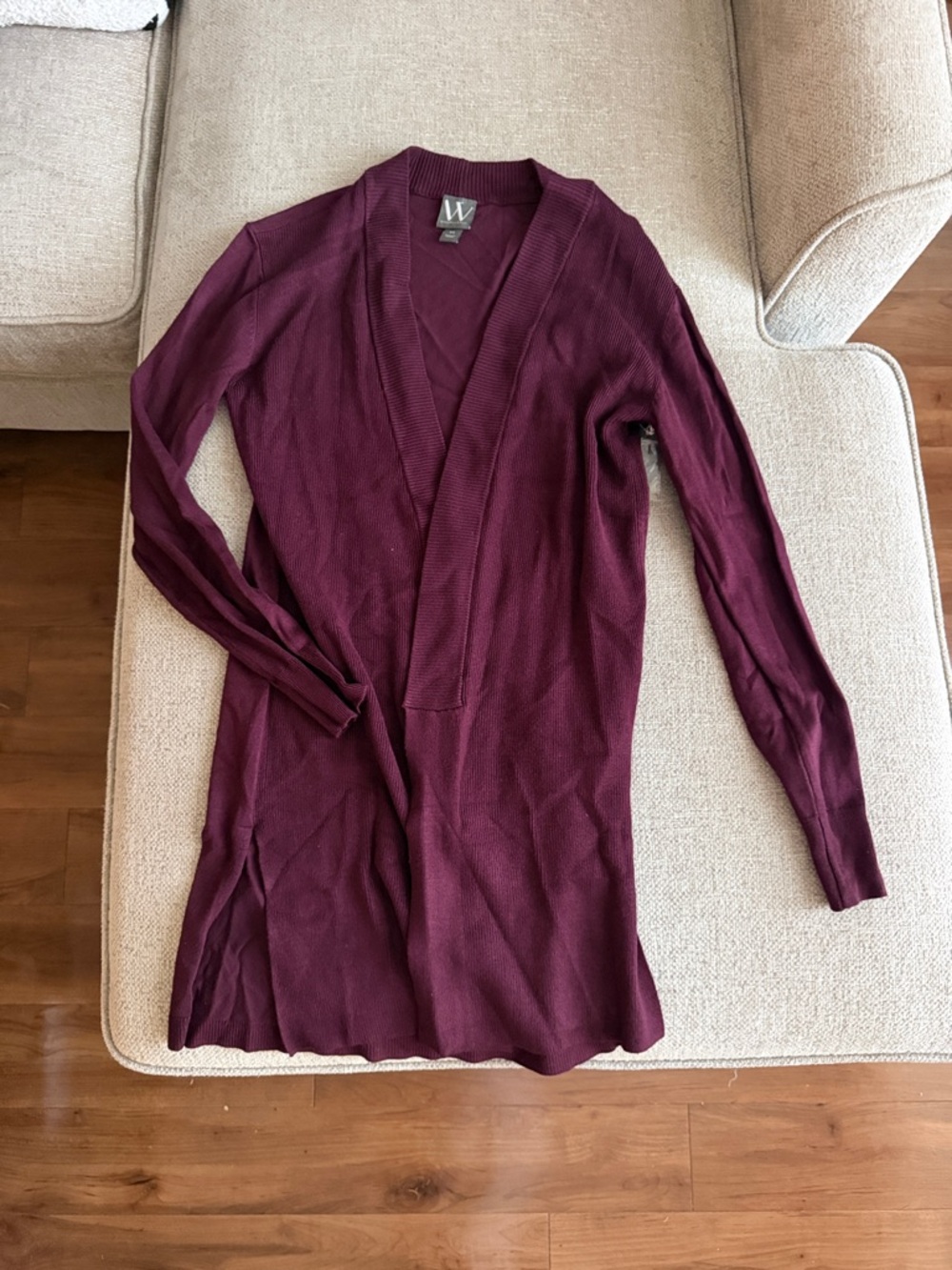 Worthington Long Open-Front Cardigan in Burgundy